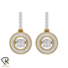 Dangling Hoop Earring With Hanging Diamonds