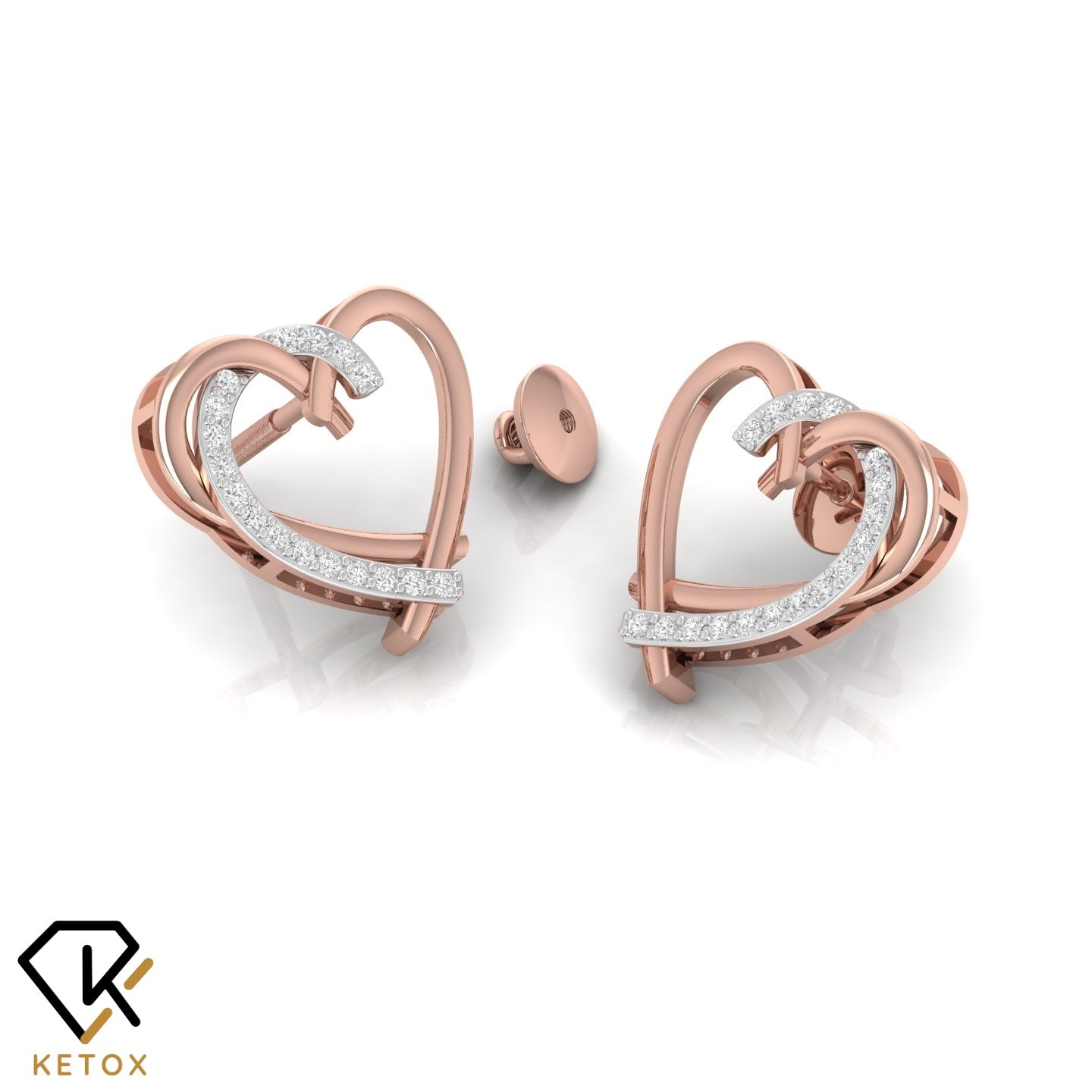 Overlaped Heart Earrings