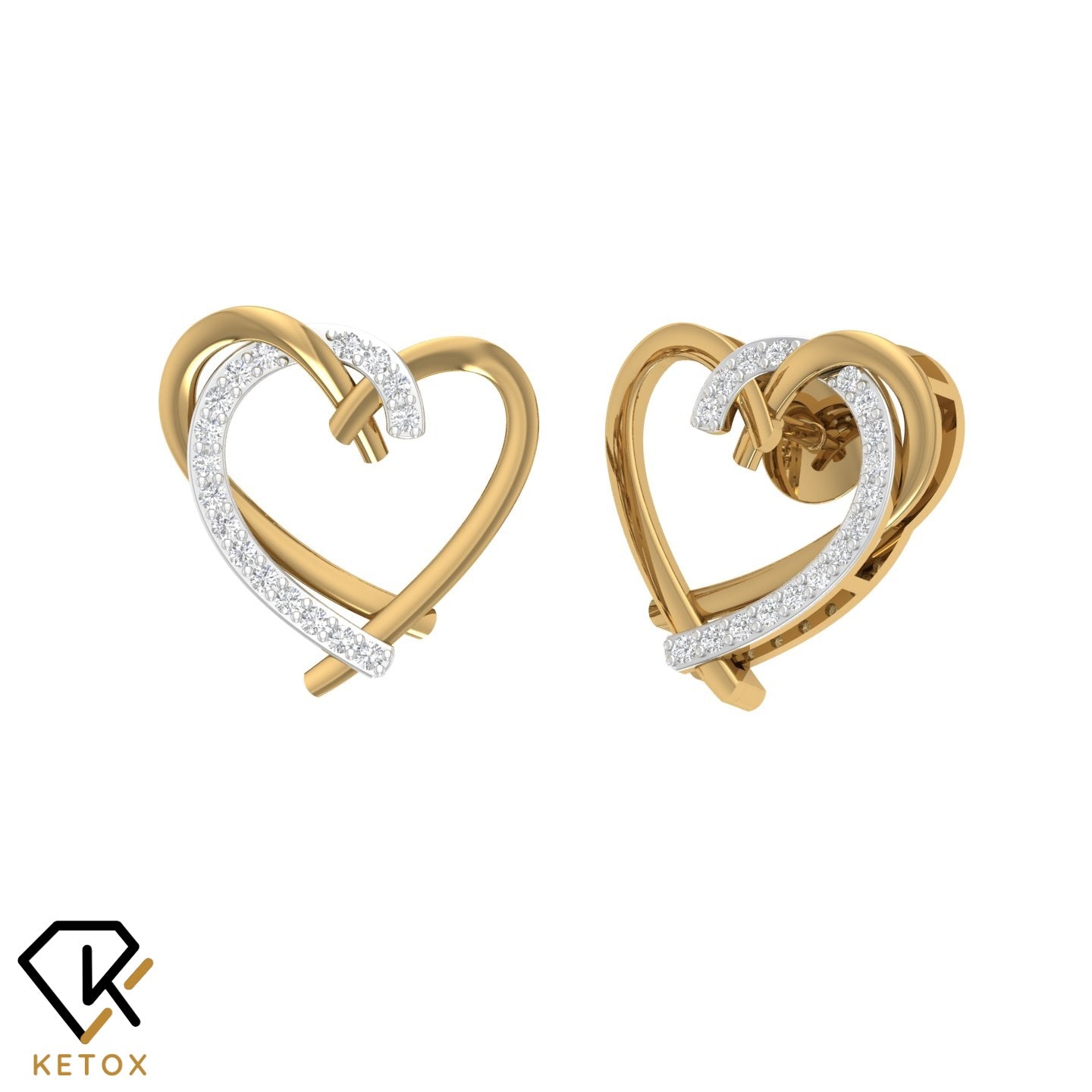 Overlaped Heart Earrings