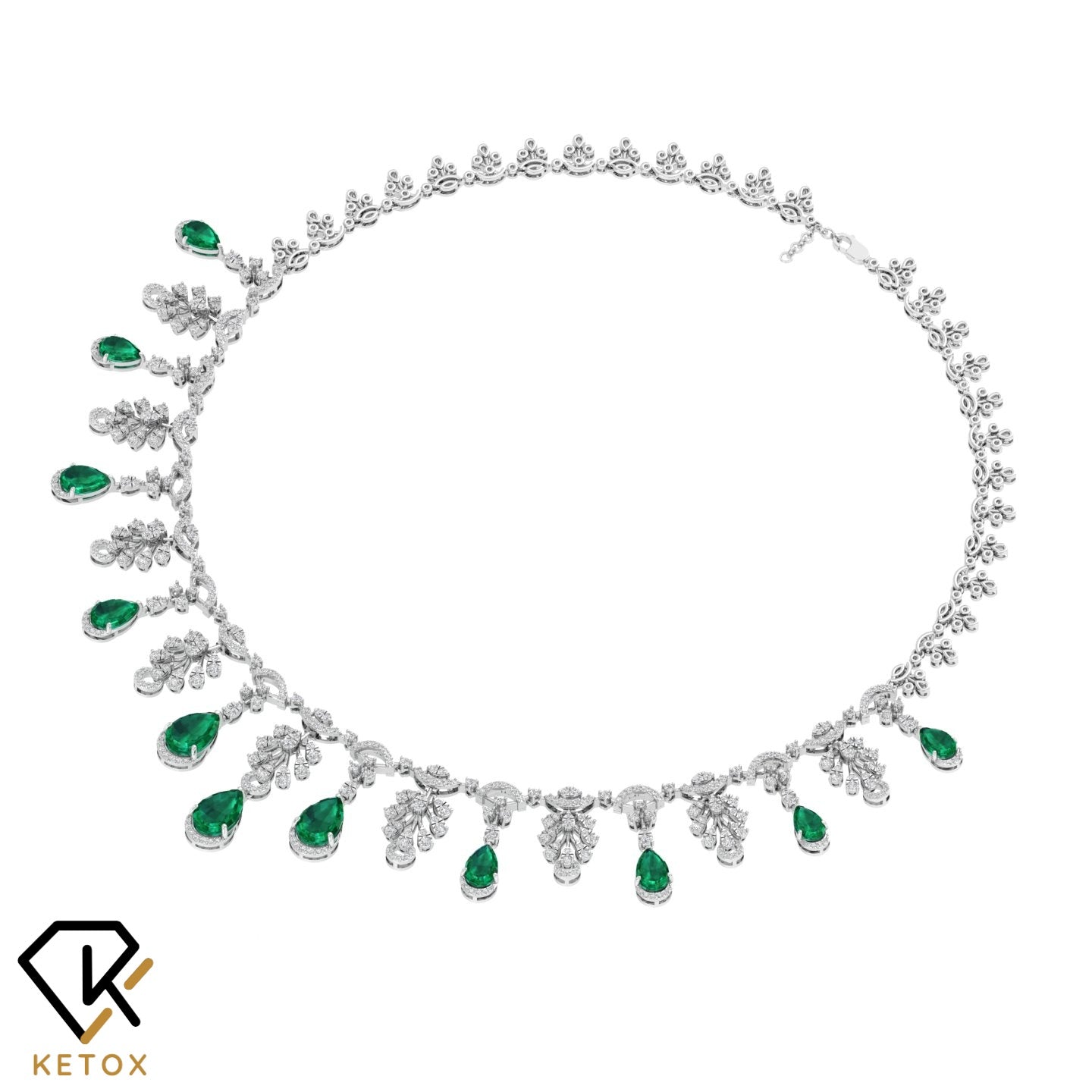 Green Pear Diamond Necklace