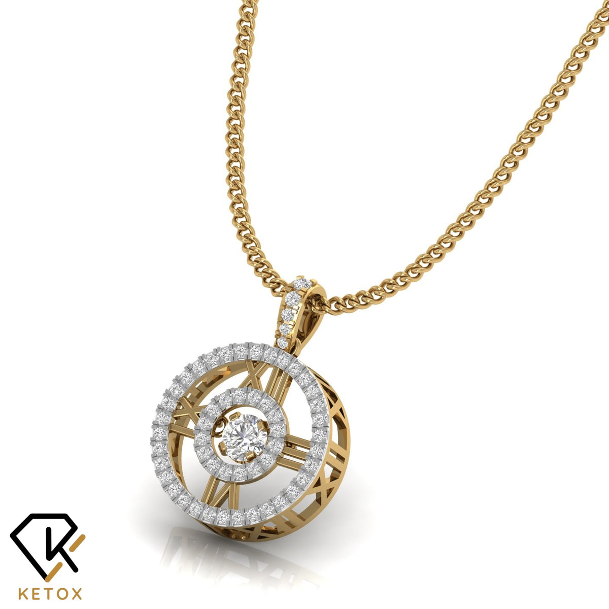 Clock Diamond Pendent