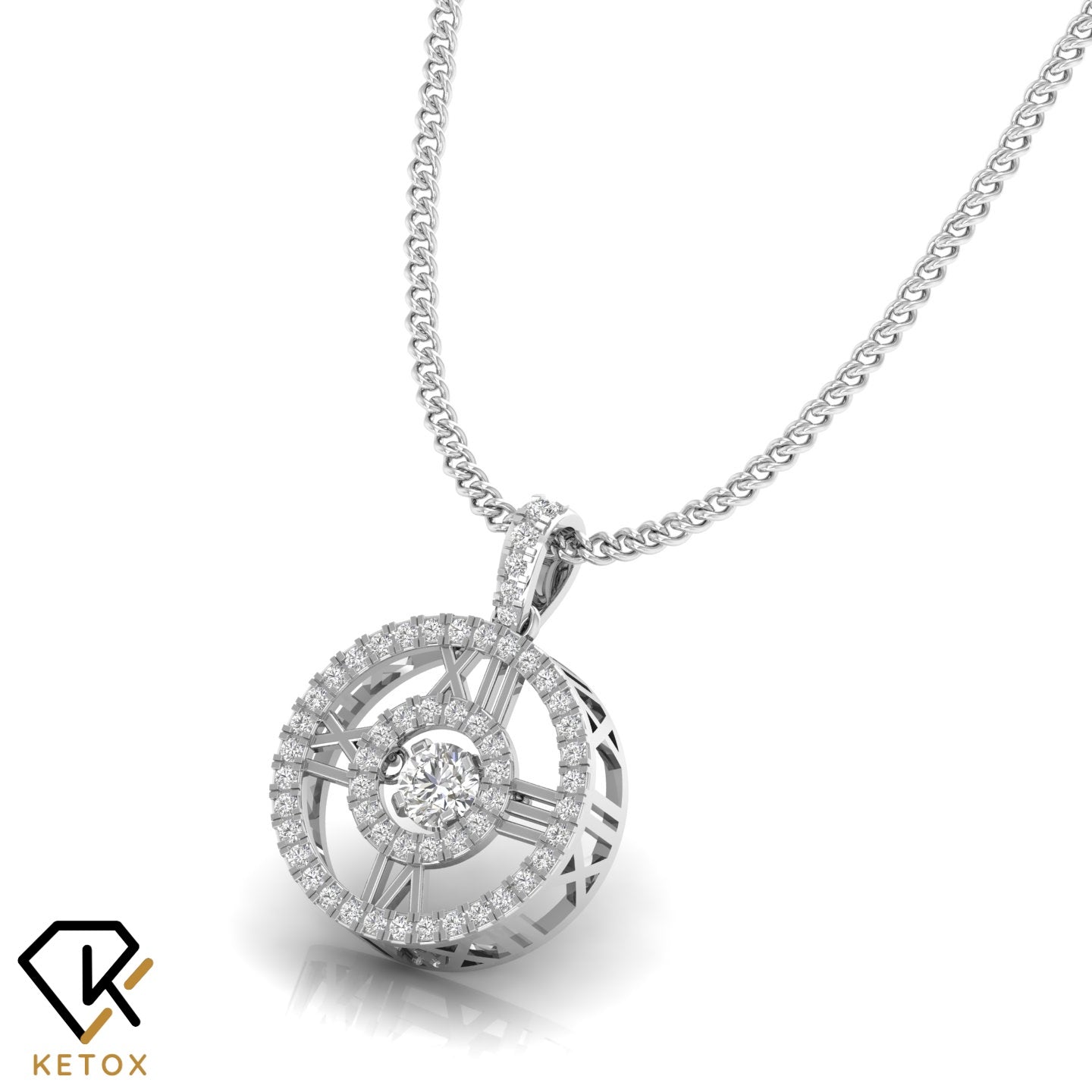 Clock Diamond Pendent