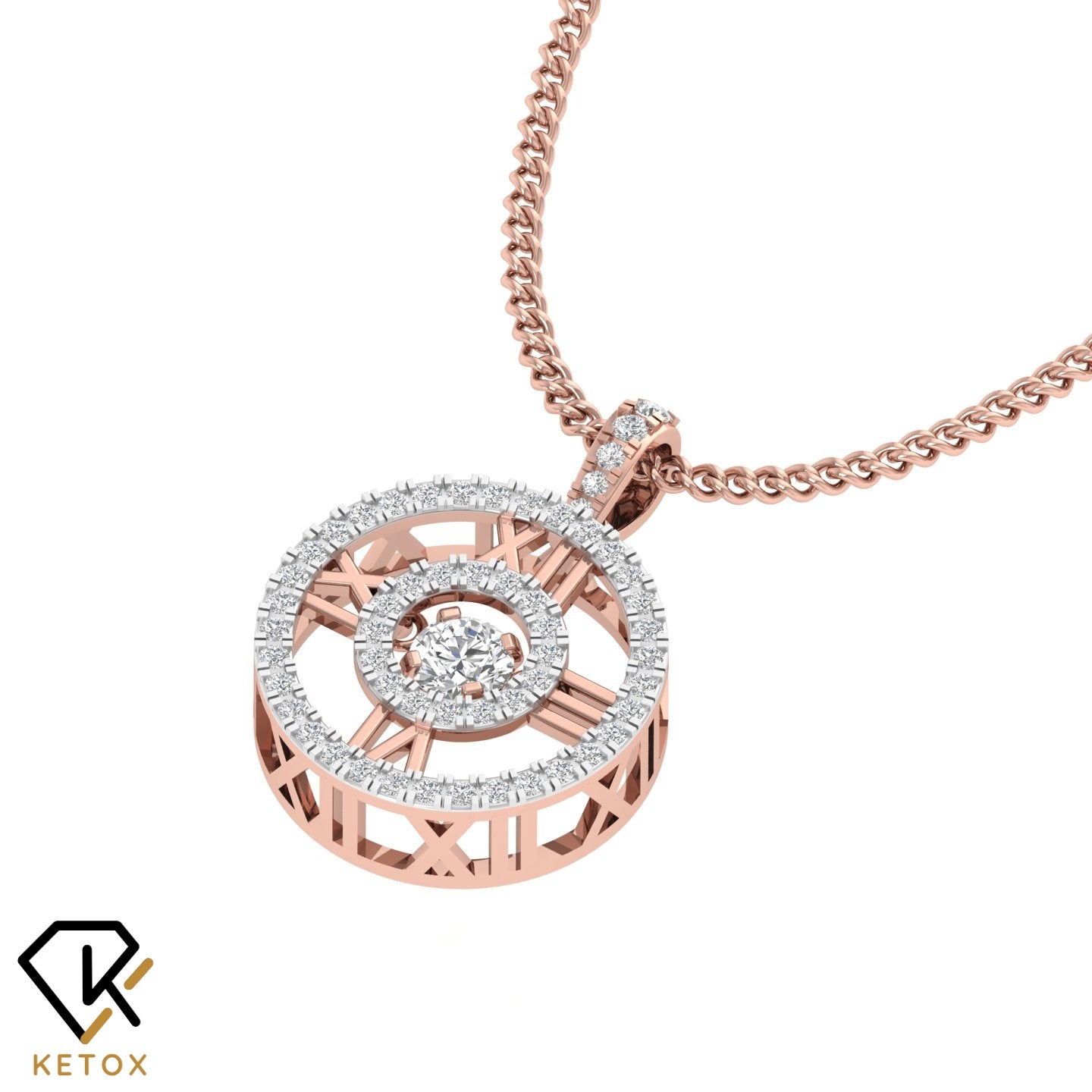 Clock Diamond Pendent