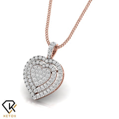 Double Halo Heart Pendent