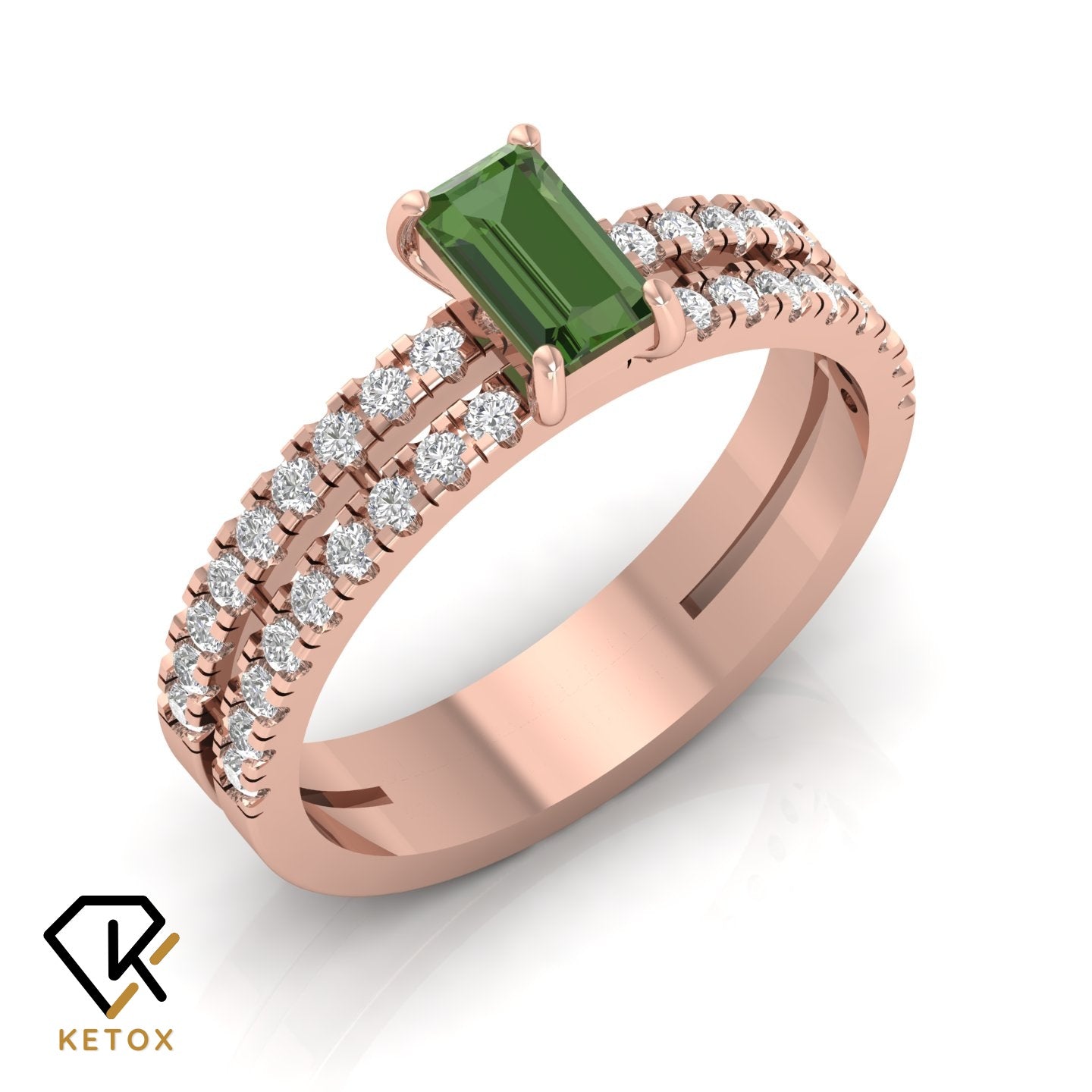 Emerald Top Band Ring