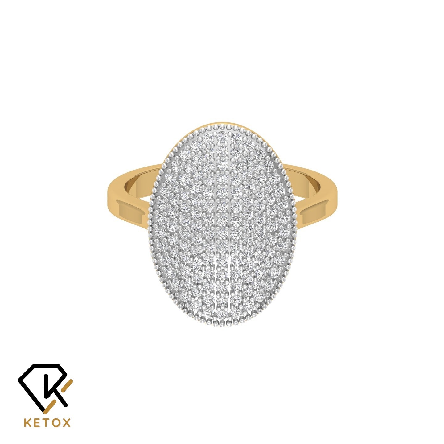 Studded Oval Diamond Ring