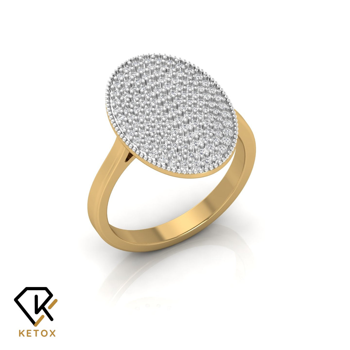 Studded Oval Diamond Ring