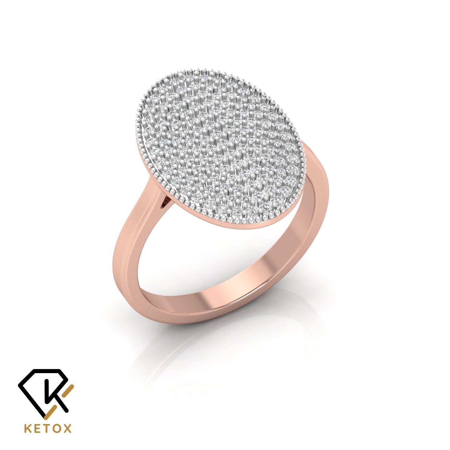 Studded Oval Diamond Ring