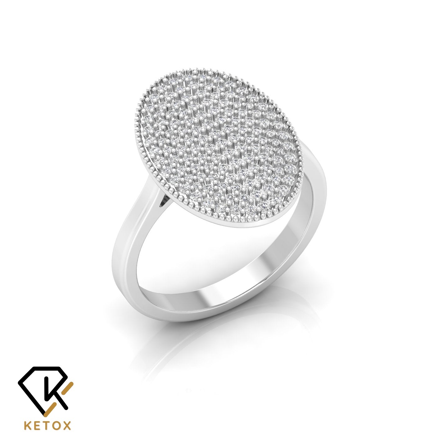 Studded Oval Diamond Ring